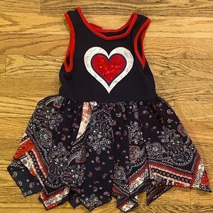 Red white and blue heart/paisley dress